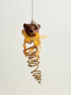 Katherine’s Collection Vintage Bear Ornament Gold Spiral Tail– Handmade Designer